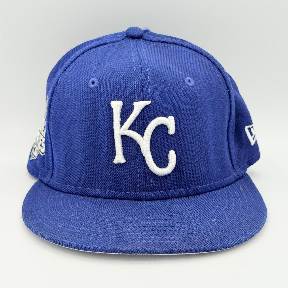 Kansas City Royals Hat Cap Fitted Mens 7 1/4 Blue MLB 2015 World Series New Era